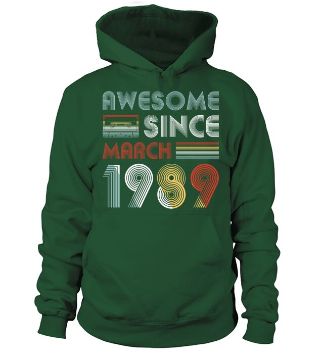 Vintage Awesome Since March 1989 30th Birthday Men's Hoodie