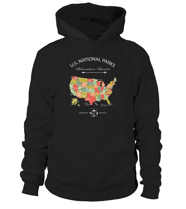national park map vintage t shirt all 59 national parks Hoodie Unisex