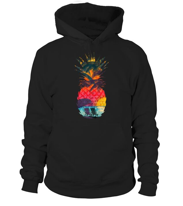 Vintage Summer Beach in Pineapple Men's Hoodie