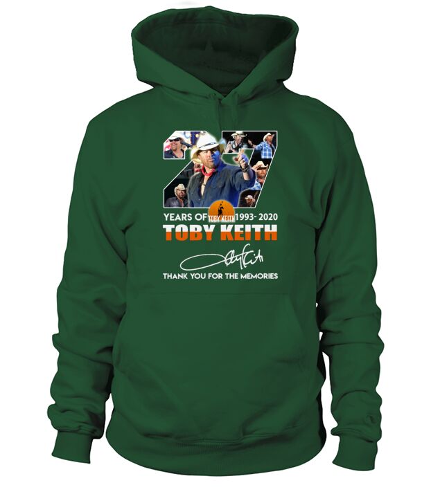 27 Years Of Toby Keith 1993 2020 Thank You For The Memories Signature Hoodie Unisex