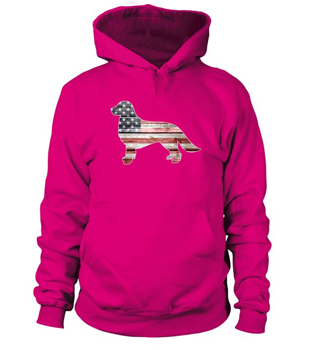 Patriotic Golden Retriever, American Flag Hoodie Unisex