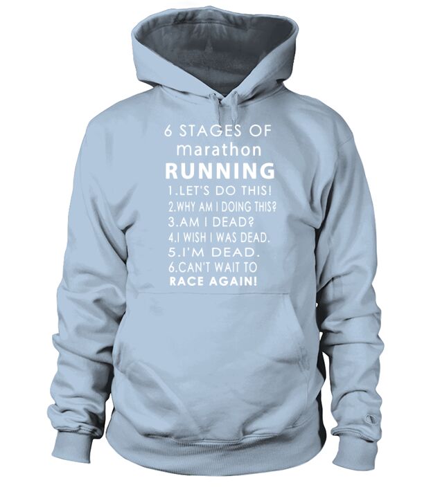 6 stages of marathon running lets do this why am Men's Hoodie