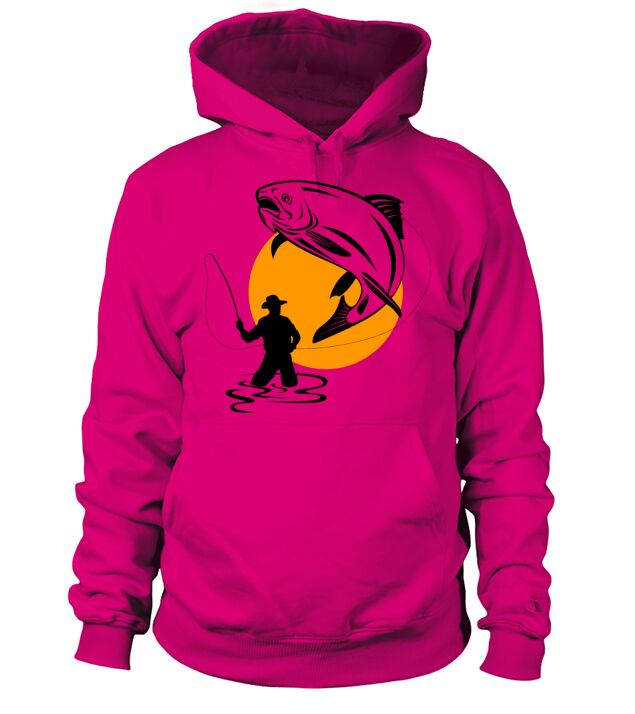 Fisherman - FLY FISHERMAN CATCHING A LEAPING TRO Men's Hoodie