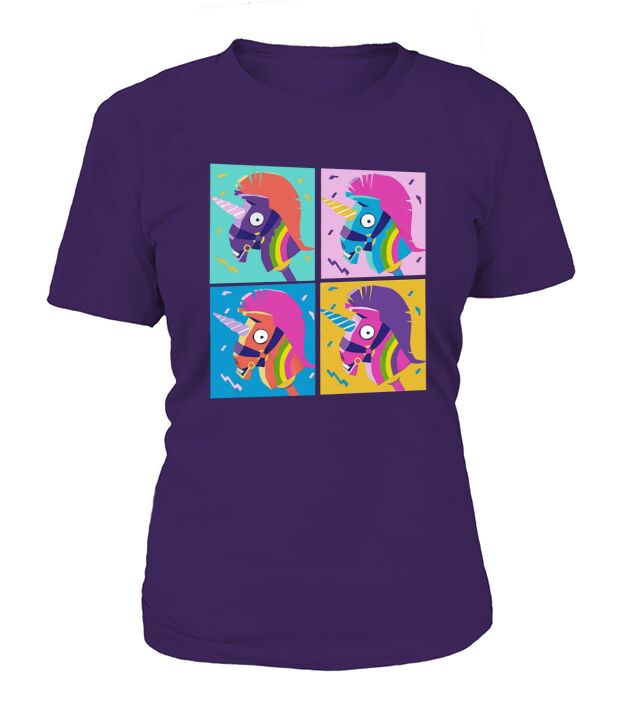 Fortnite Unicorn Llama Rainbow T-Shirt Woman