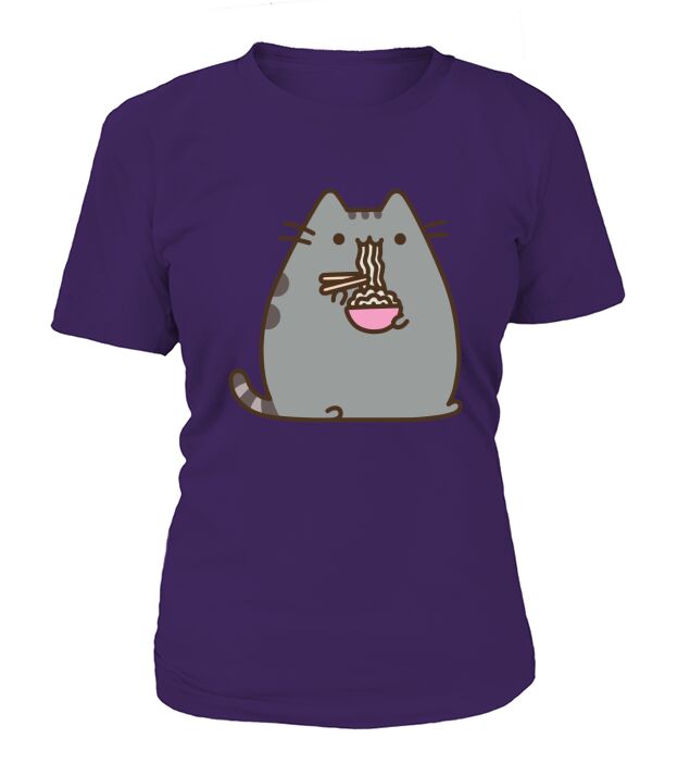 Pusheen The Cat Eating Noodles T-Shirt Woman