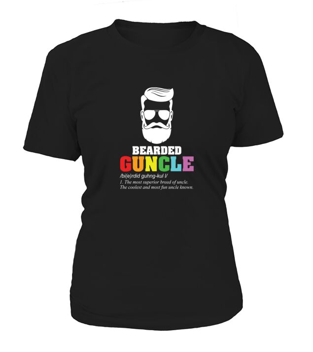 Bearded Guncle Gay Uncle LGBTQ Rainbow T-Shirt Woman