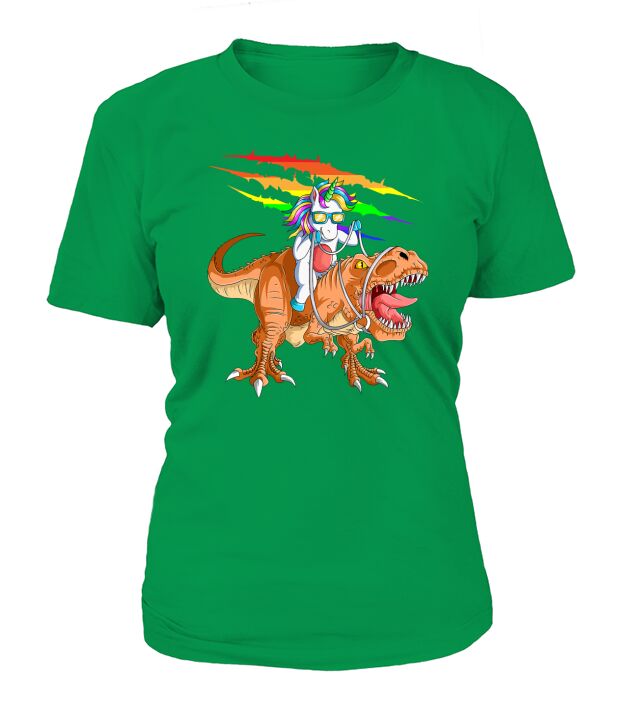 Unicorn Riding T Rex T-Shirt Woman