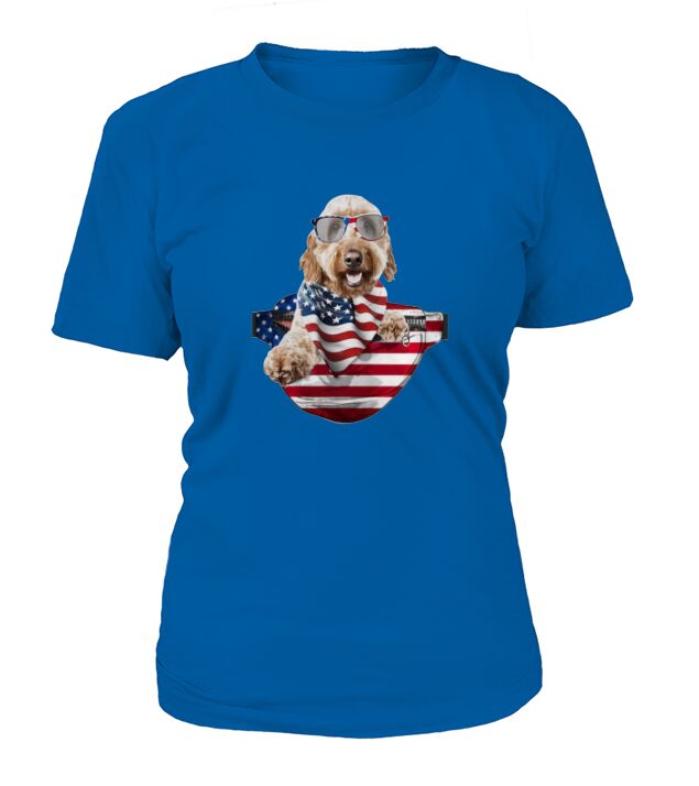 Goldendoodle Waist Pack American Flag 4th Of July T-Shirt Woman