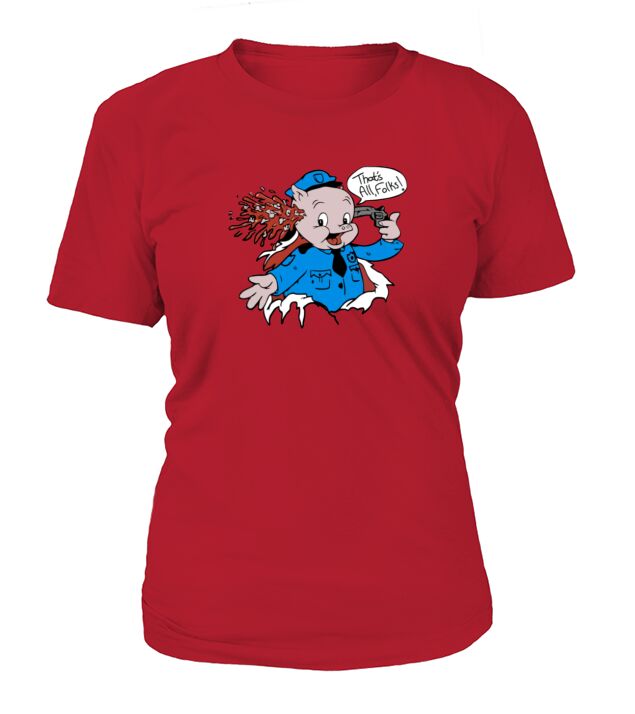 Joe Joegan Porky Pig Thats All Folks T-Shirt Woman