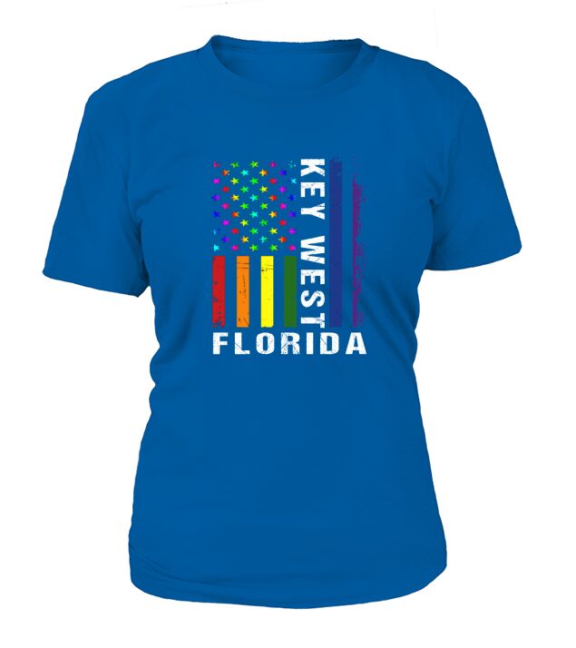 Key West Florida Gay Pride Rainbow American Flag Lbgt Rights T-Shirt Woman