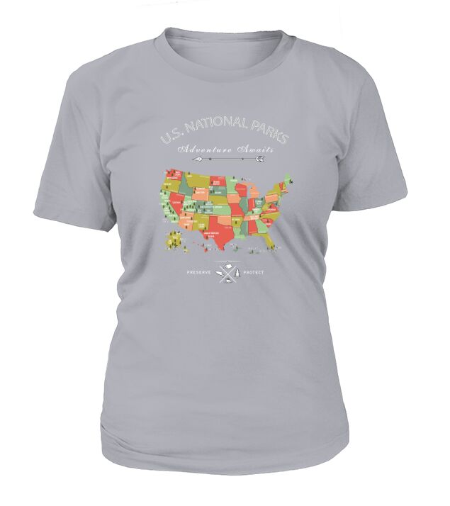 national park map vintage t shirt all 59 national parks T-Shirt Woman