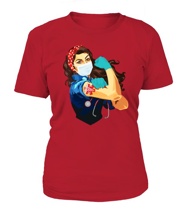 Nurse Rt Respiratory Therapist Frontline Workers Nurse Strong Rosie Riveter T-Shirt Woman