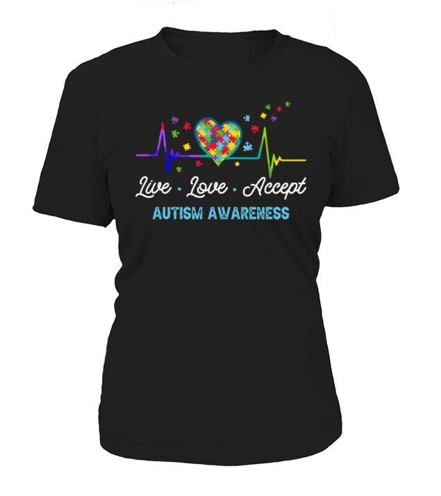 Live Love Accept Autism Awareness Heartbeat Women's T-Shirt