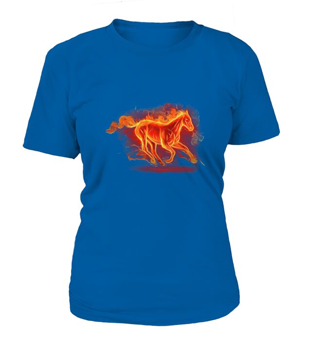 Vintage Graphic Fire Horse Running T-Shirt Woman