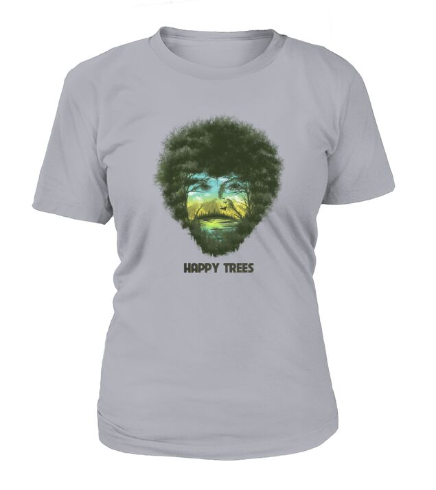 Vintage Bob Ross Happy Trees Multipe Exposure T-Shirt Woman