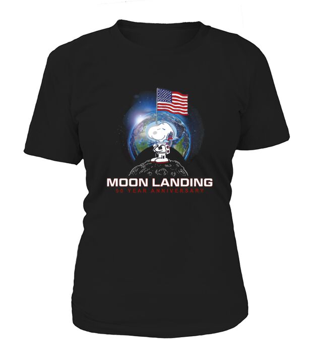 Snoopy Mond der amerikanischen Flagge, der 50-jähriges Jahrestags-Shirt landet Women's T-Shirt