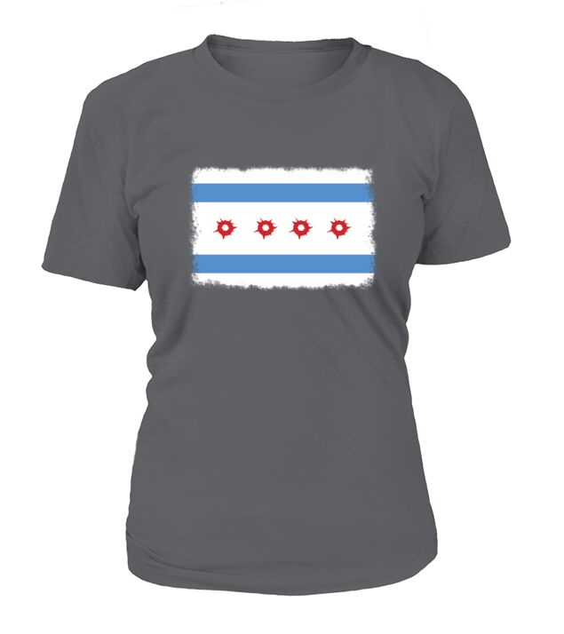 Bullet Hole Chicago Flag T-Shirts T-Shirt Woman