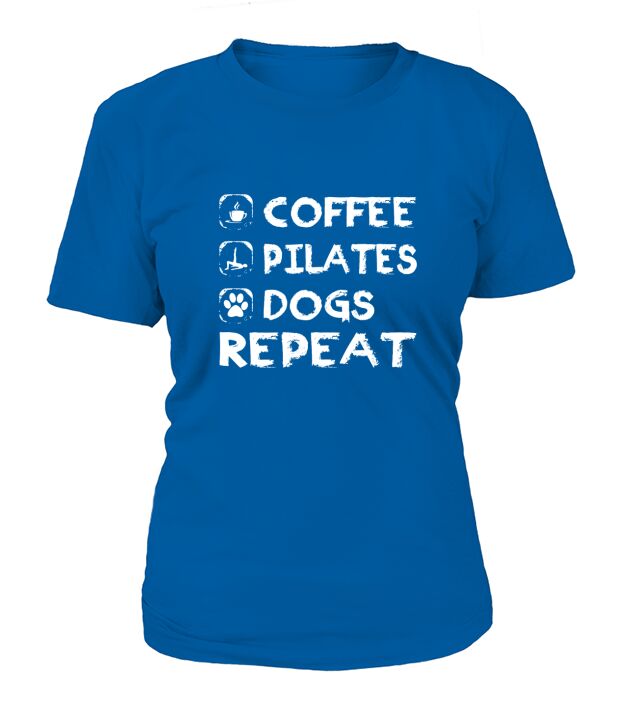 Coffee Pilates Dogs Repeat Pilates T-Shirt Woman