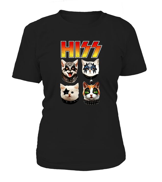 Unisex Vintage Concert HISS Metal Rock Funny Kitties Cats T-Shirt Woman