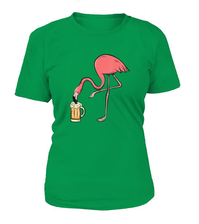 Flamingo Drinking Beer T-Shirt Woman