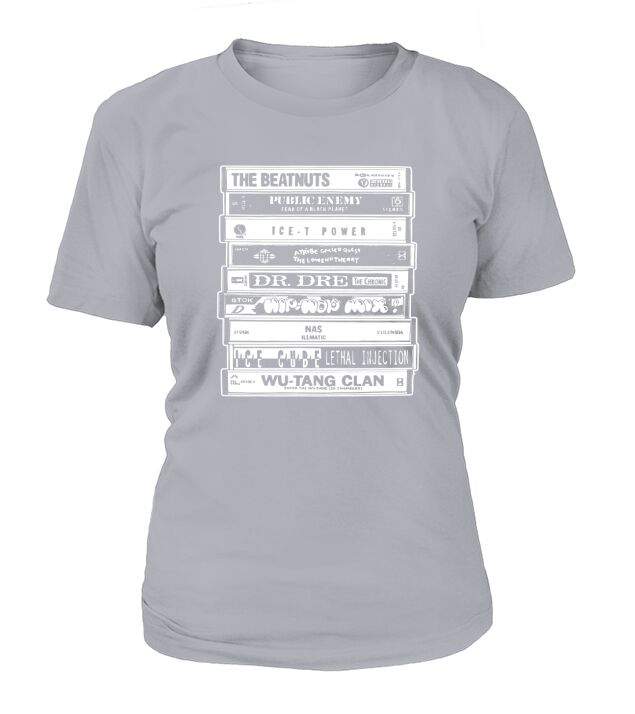 Hood Ornaments Hip HOP Artists Cassettes Old School Rap T-Shirt Woman