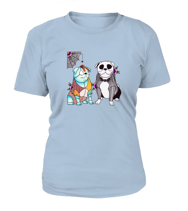 Bulldog Jack Skellington and Sally shirt T-Shirt Woman