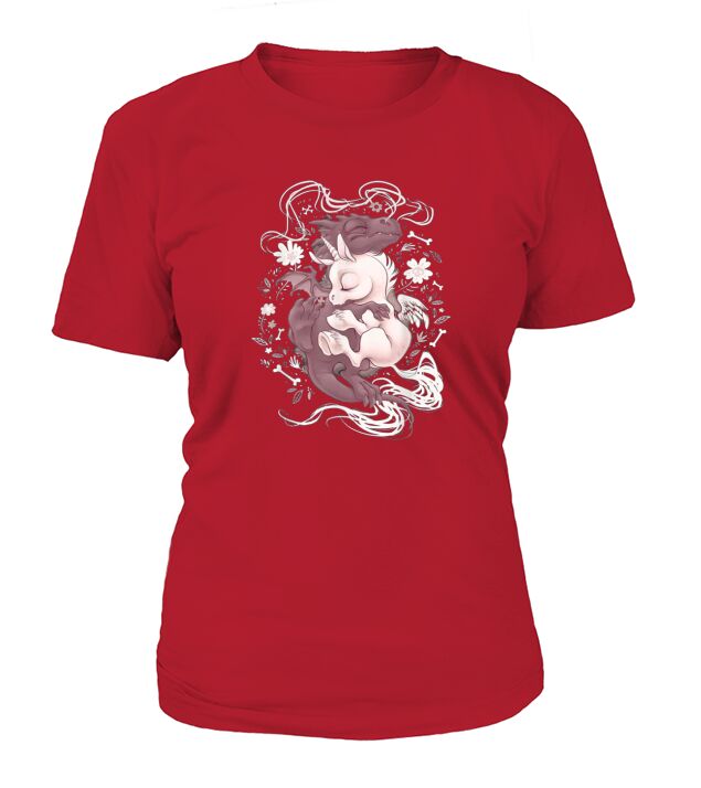 Flower Dragon Hug Baby Unicorn shirt T-Shirt Woman