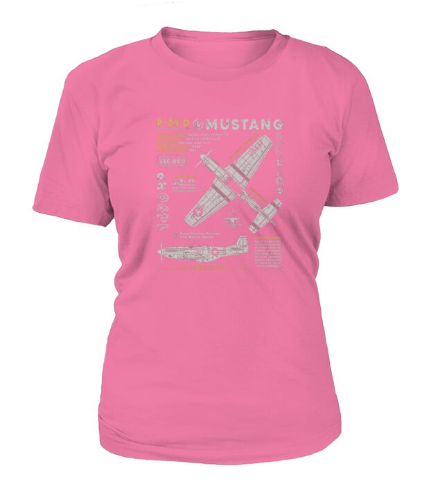 P51 Mustang North American Aviation Vintage Fighter Plane T-Shirt Woman