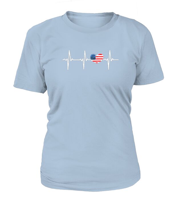 Heartbeat EKG America Heart Love Patriotic 4th of July T-Shirt Woman
