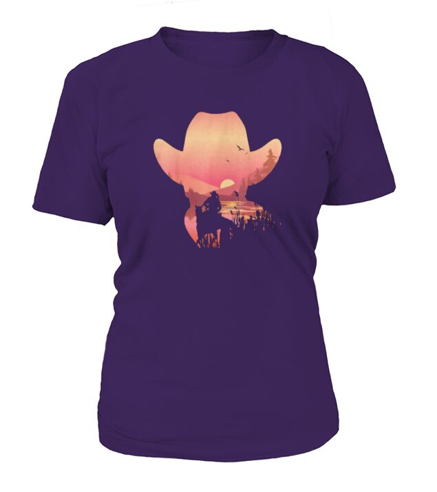 Red Sunset Cowboy Texas Hat Im A Cowboy T-Shirt Woman