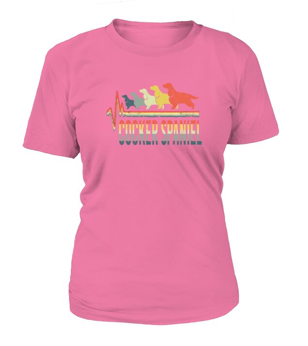 Vintage Retro Heartbeat Word Cocker Spaniel Dog Cute T-Shirt Woman