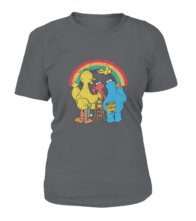 Rainbow Oscar Elmo Cookie Big Bird Bert Ernie Classic Retro Vintage T-Shirt Woman