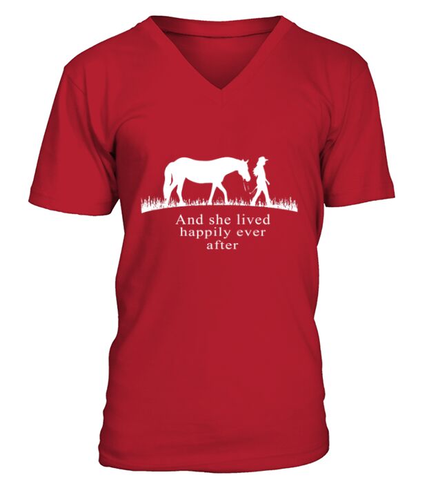 Horse Lover And She Lived Happily Ever After V-Neck T-shirt
