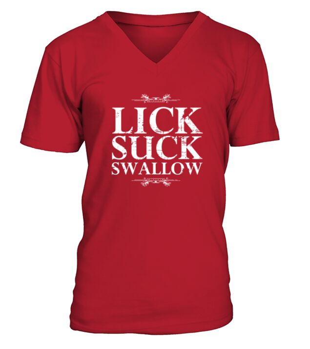 Lick Suck Swallow Vintage Schniblow funny gift kin Men's V-Neck T-shirt