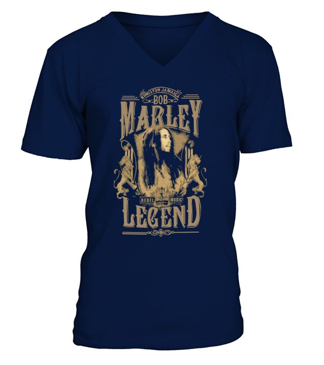 BOB MARLEY REBEL MUSIC LEGEND BLACK T SHIRT V-Neck T-shirt
