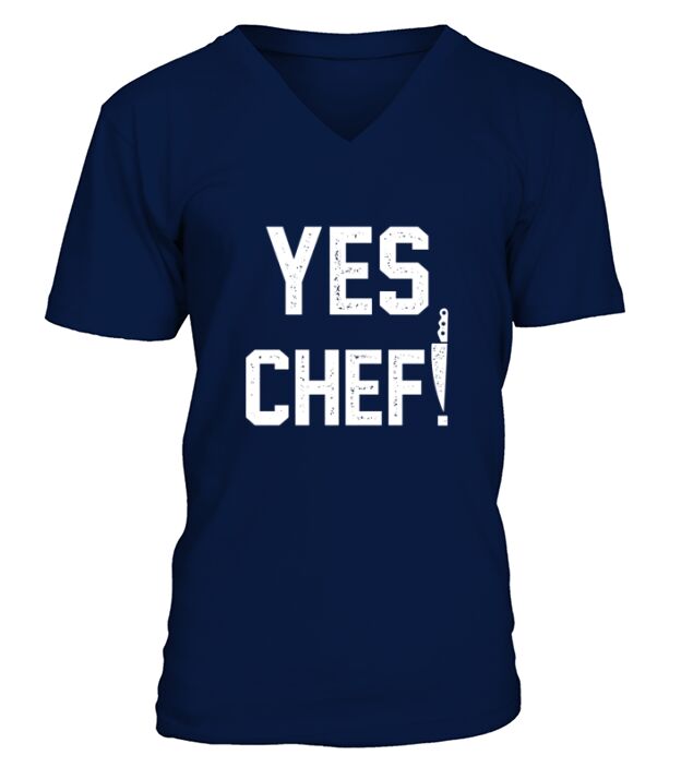 Yes Chef Large Text Cooking V-Neck T-shirt
