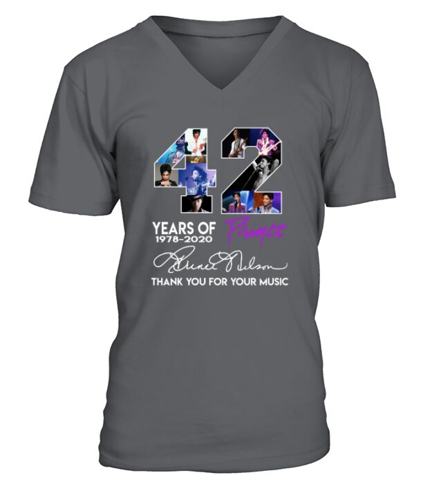 42 years of Prince signature thank you for the memories V-Neck T-shirt