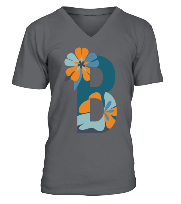 personalized letter with name flower design B V-Neck T-shirt