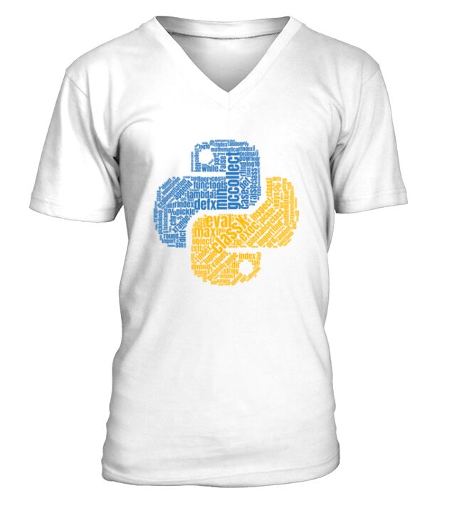 Python Logo WordCloud Shirt for Programmers V-Neck T-shirt