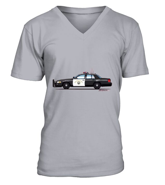 California Highway Patrol CHP Crown Vic (with Lightbar) Shirt V-Neck T-shirt