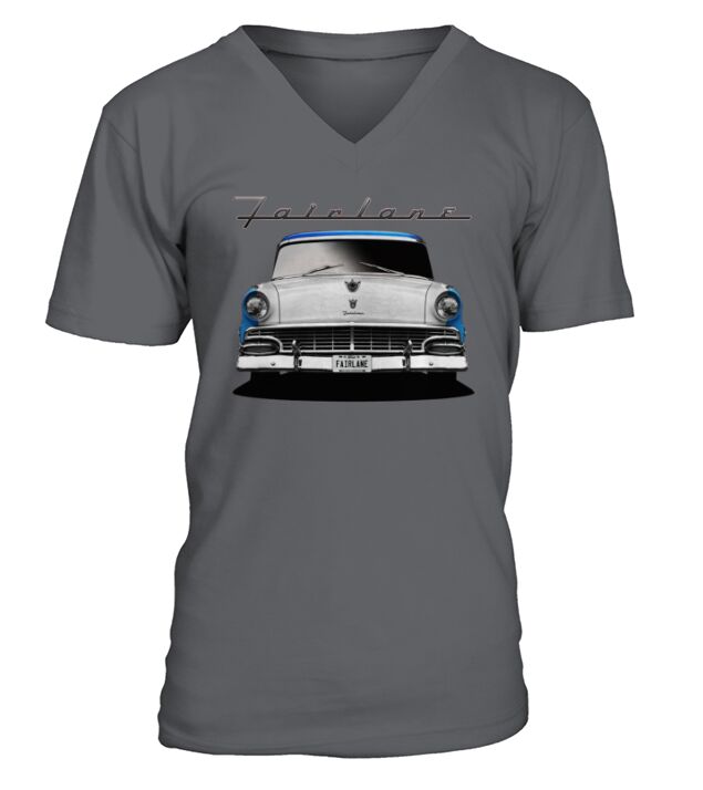 1956 Ford Fairlane Front Blue White V-Neck T-shirt