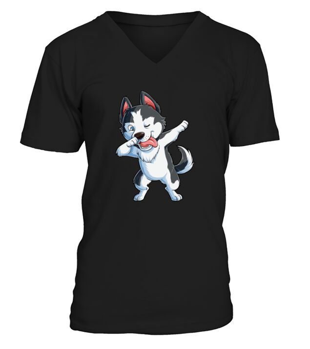Dabbing Siberian Husky Dog Lover V-Neck T-shirt