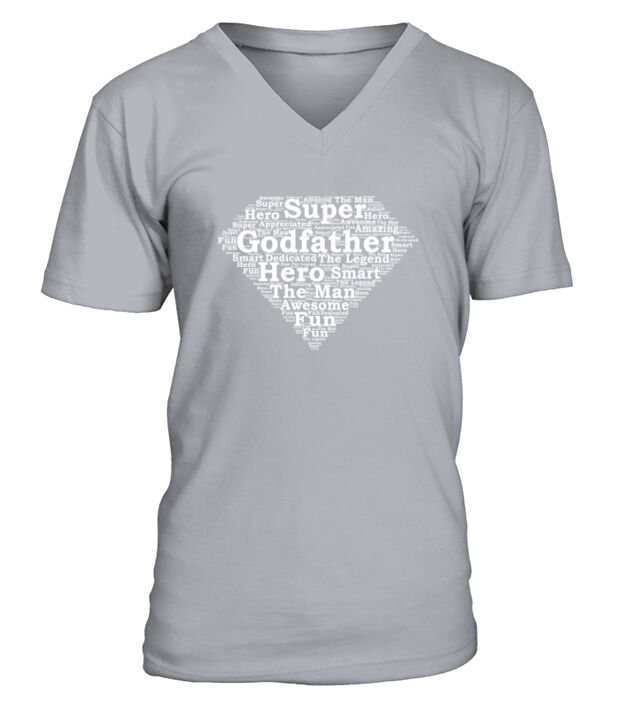 Mens Godfather Gift Superhero Shirt V-Neck T-shirt