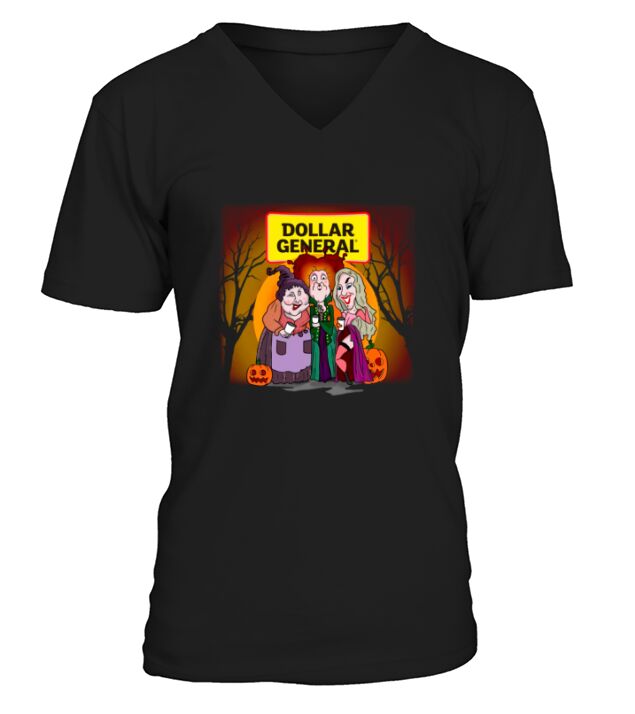 Hocus Pocus Sanderson Sisters Dollar General Halloween Pumpkin V-Neck T-shirt