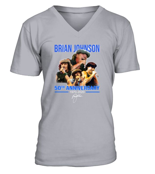 Brian Johnson 50th Anniversary 1970-2020 signature shirt V-Neck T-shirt