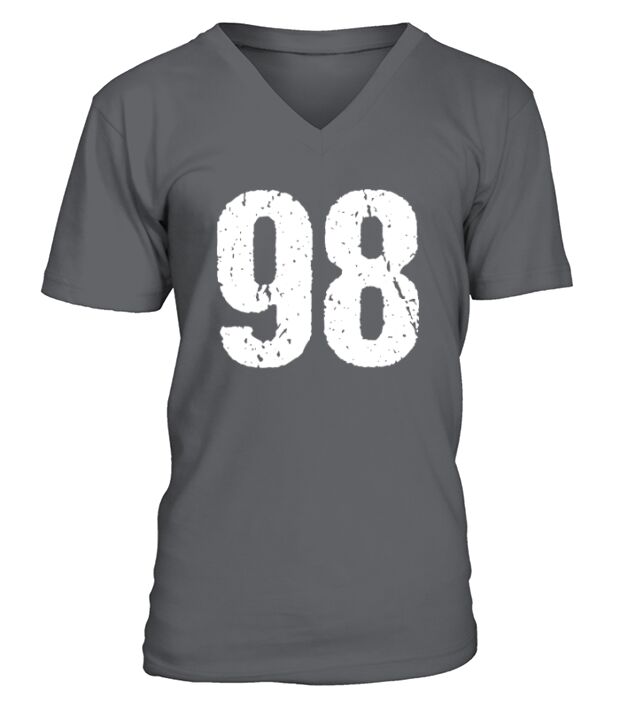 White Vintage Style Number 98 T-Shirt V-Neck T-shirt