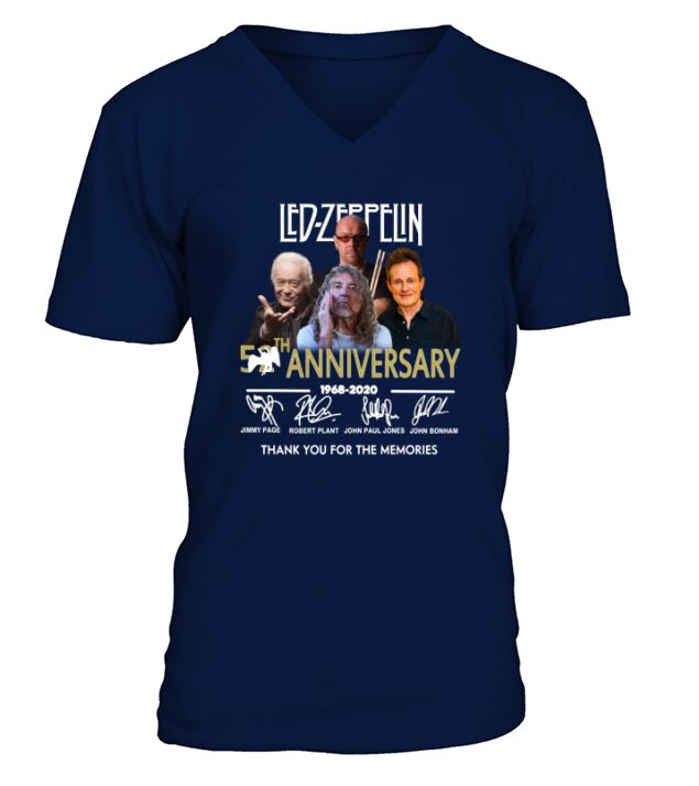 Led zeppelin 52th Anniversary 1968 2020 Thank You For The Memories Signatures shirt V-Neck T-shirt
