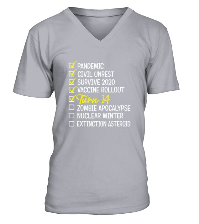 14th Birthday Gift 14 Years Old Checklist V-Neck T-shirt