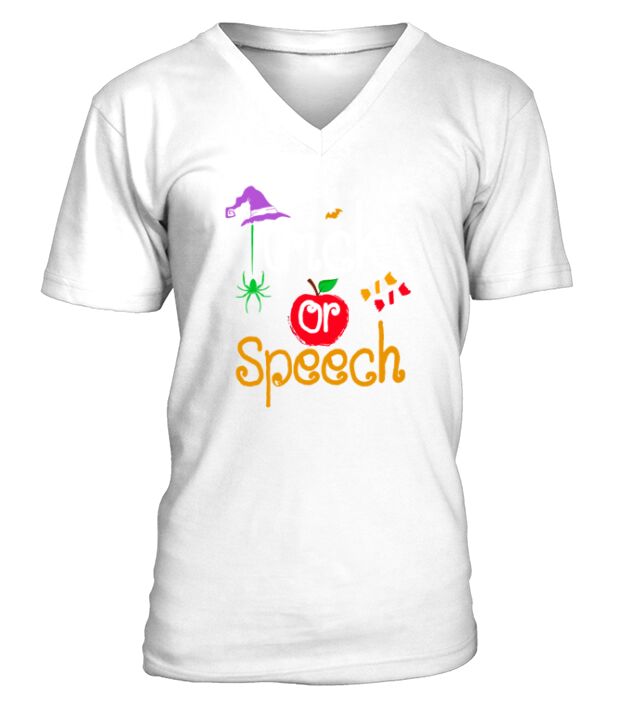 Tricks Or Speech Languages Teacher Halloween V-Neck T-shirt