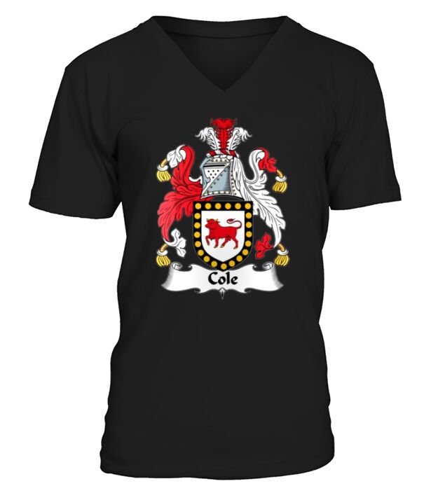 Cole Coat of Arms Irish Family Crests V-Neck T-shirt